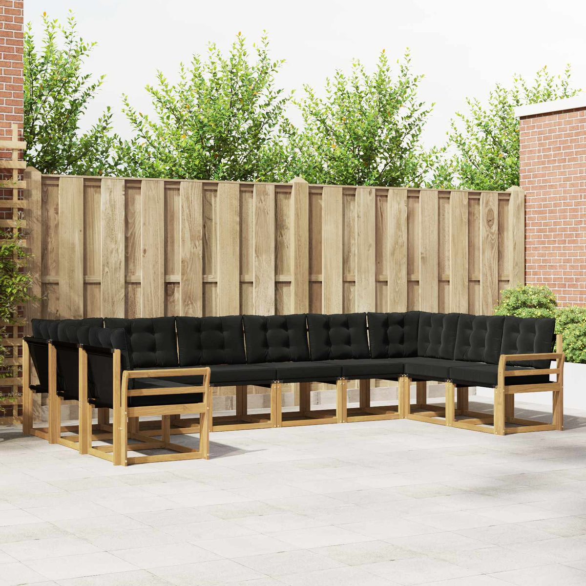 Buiten bankenset met kussen 10 pcs Wit en zwart is nu te koop bij PeponiXL, paradijselijk wonen!