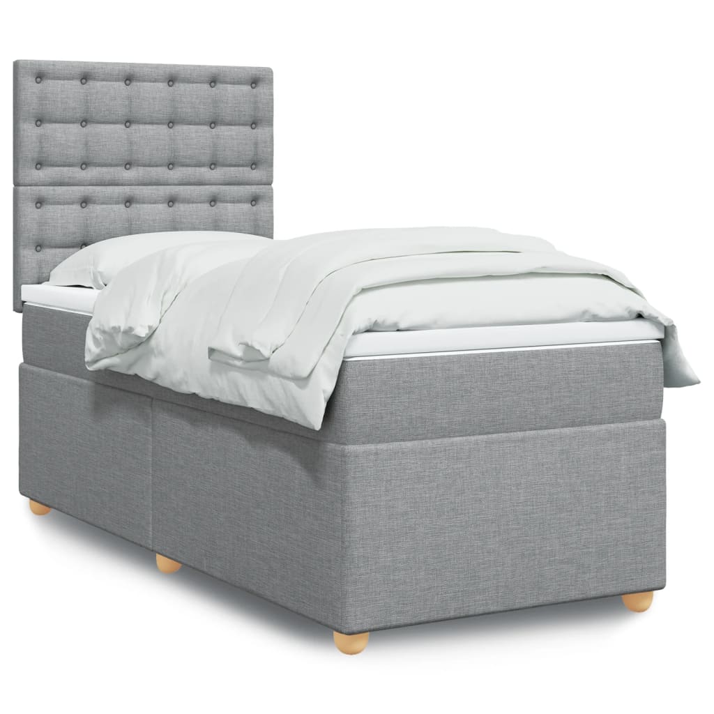 Boxspring met matras stof lichtgrijs 100x200 cm is nu te koop bij PeponiXL, paradijselijk wonen!