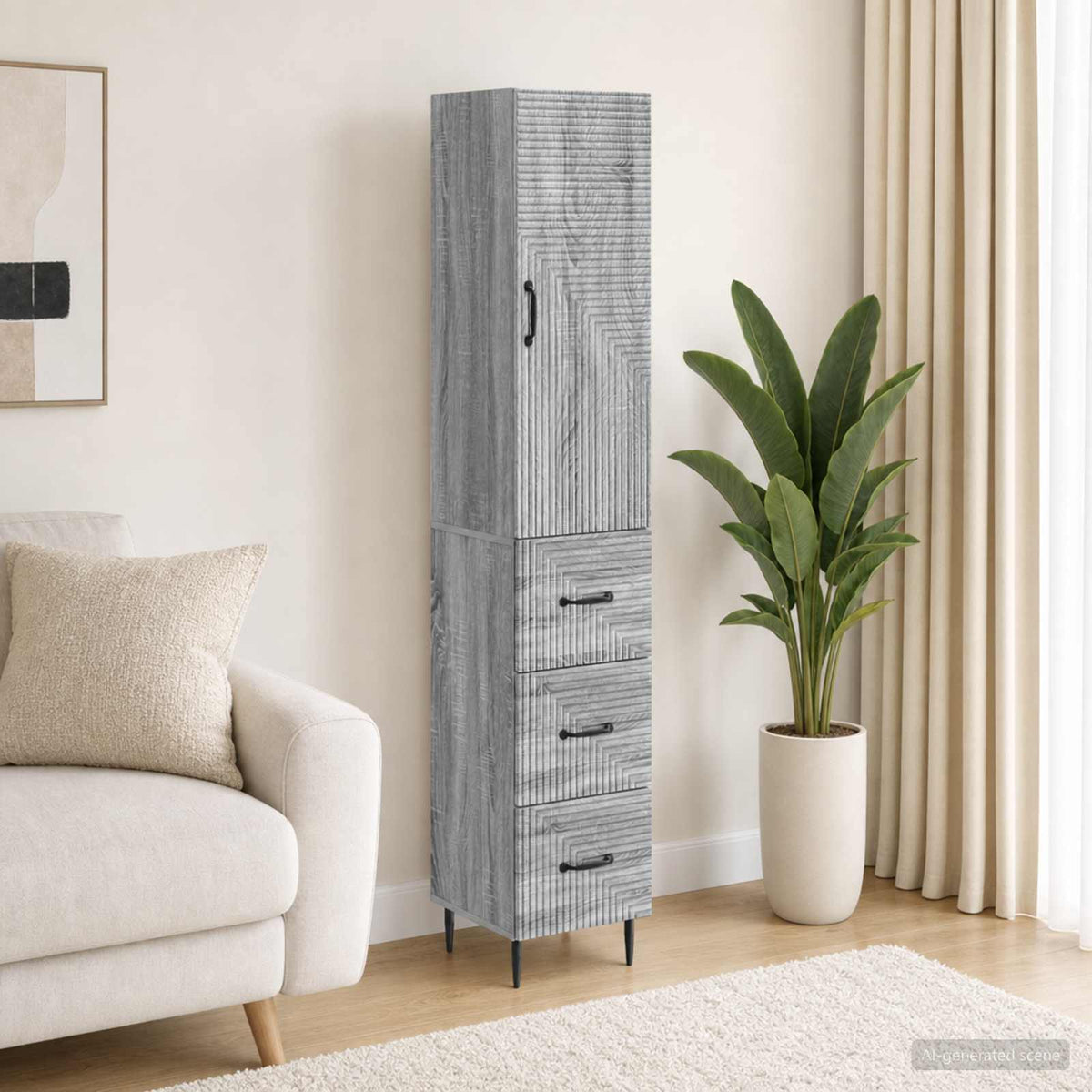 Kastenset 2 pcs Grijs Sonoma 33 x 34,5 x 90 cm Bewerkt hout is nu te koop bij PeponiXL, paradijselijk wonen!
