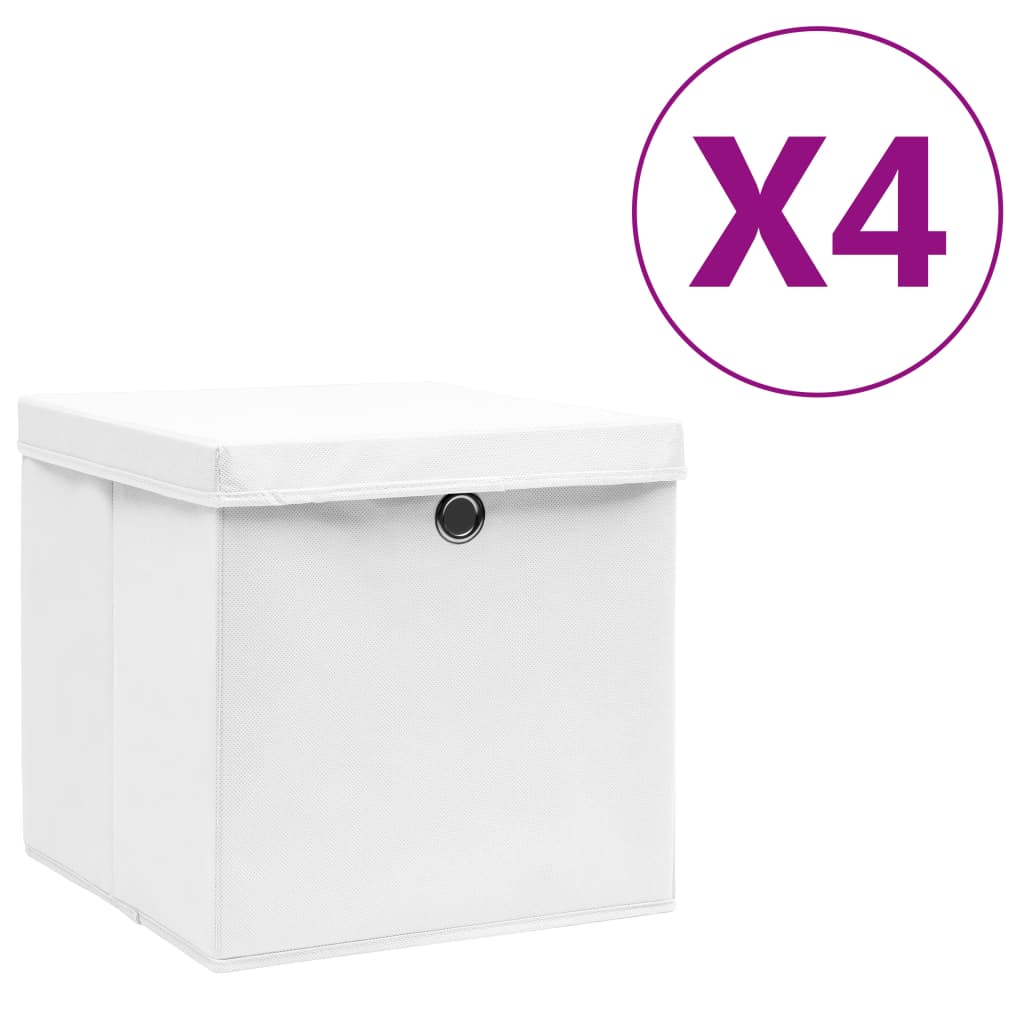Opbergboxen met deksel 4 st 28x28x28 cm wit is nu te koop bij PeponiXL, paradijselijk wonen!