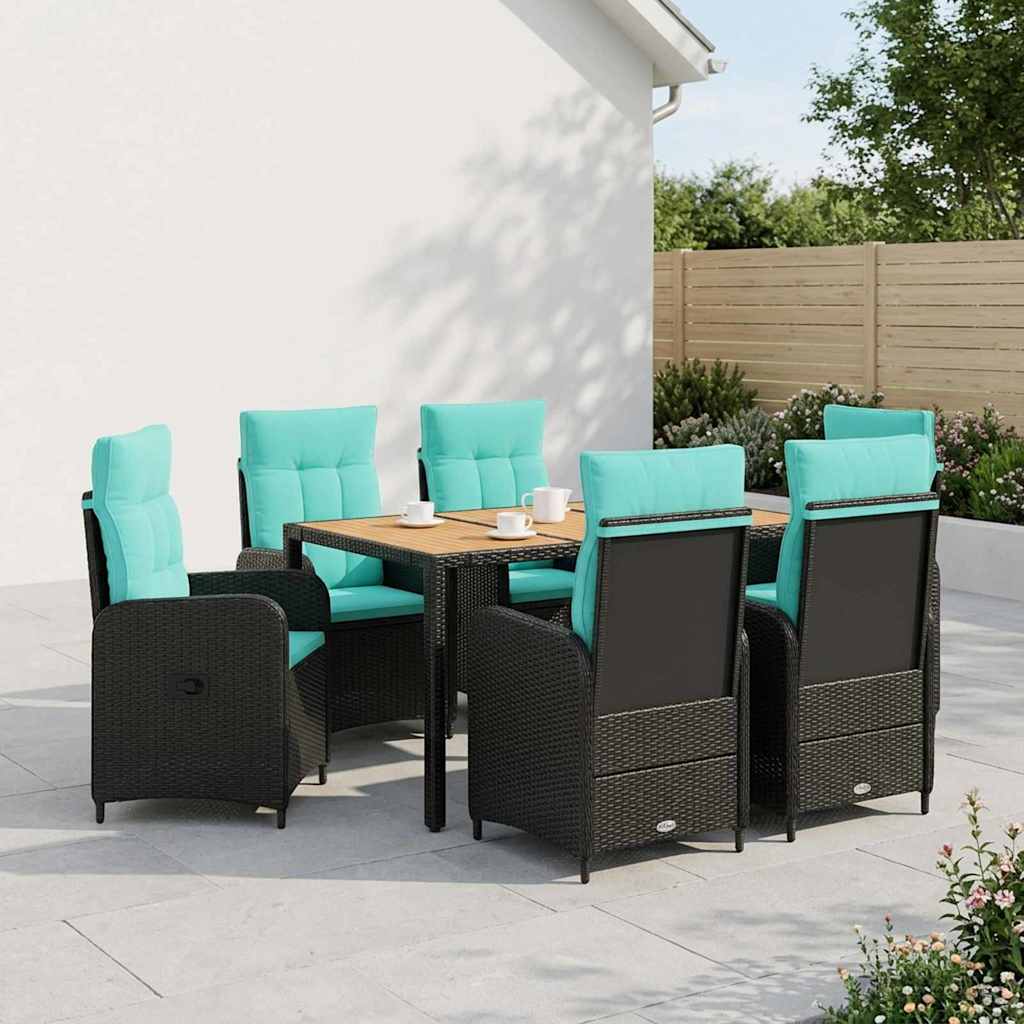 Buiten eettafelset 7 st PE Rattan en Poeder-Coated Staal is nu te koop bij PeponiXL, paradijselijk wonen!