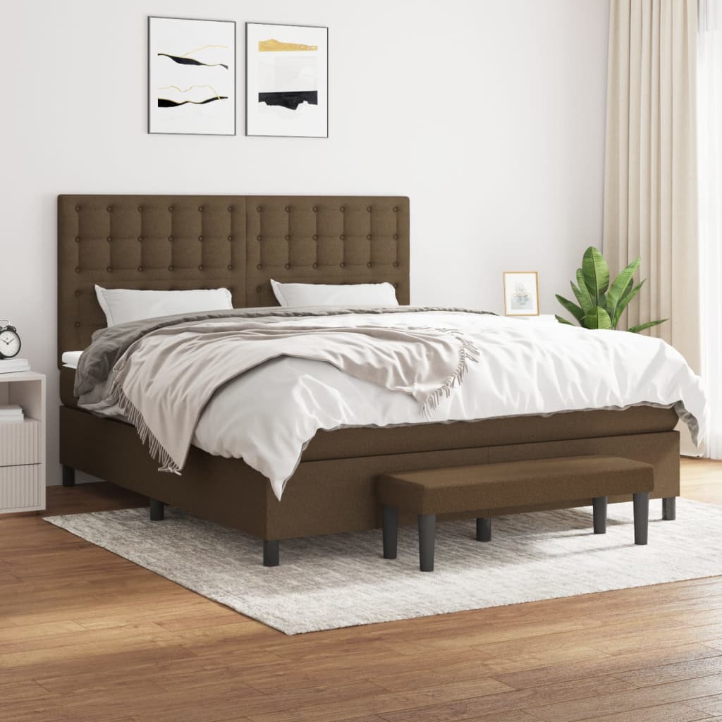 Boxspring met matras stof donkerbruin 180x200 cm is nu te koop bij PeponiXL, paradijselijk wonen!