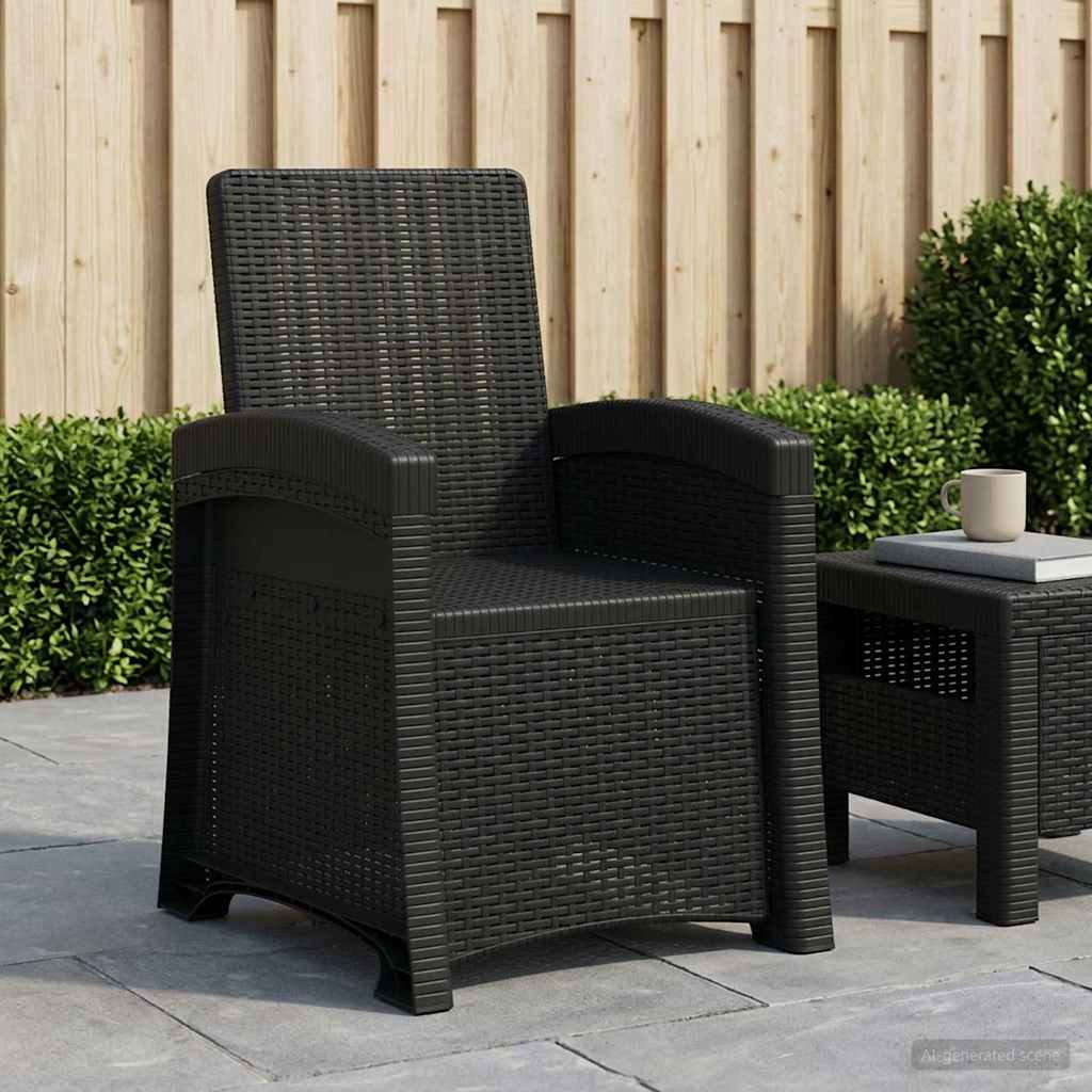 Ligstoel in rietenlook Antracietkleurig PP is nu te koop bij PeponiXL, paradijselijk wonen!