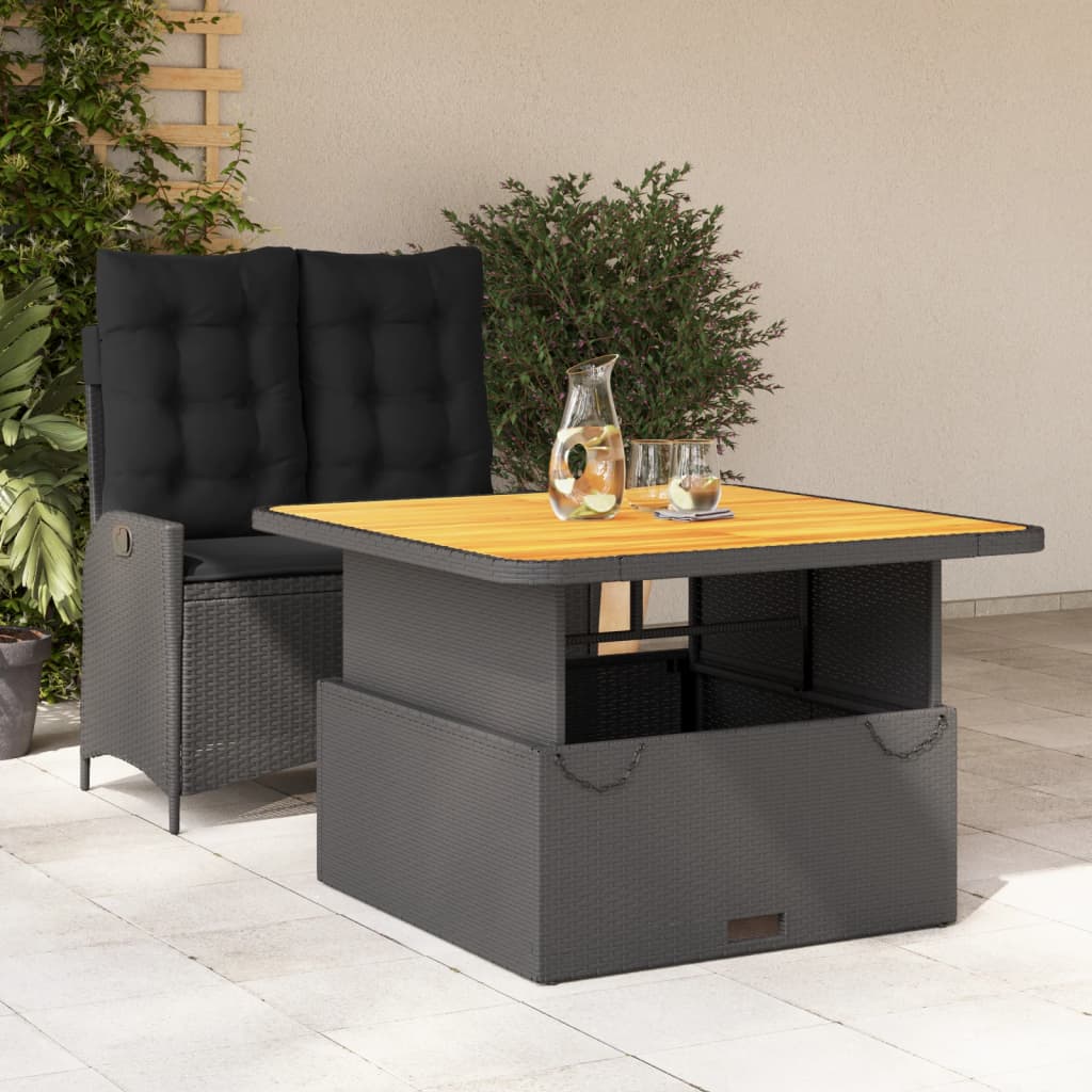 2-delige Tuinset met kussens poly rattan zwart is nu te koop bij PeponiXL, paradijselijk wonen!