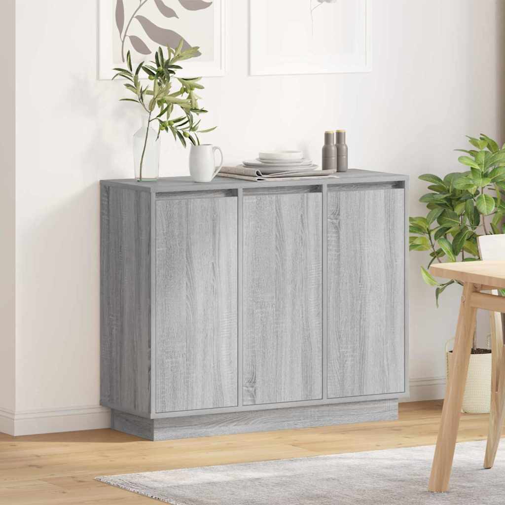 LED Sideboard Grijs Sonoma 90 x 32 x 75 cm Bewerkt hout is nu te koop bij PeponiXL, paradijselijk wonen!