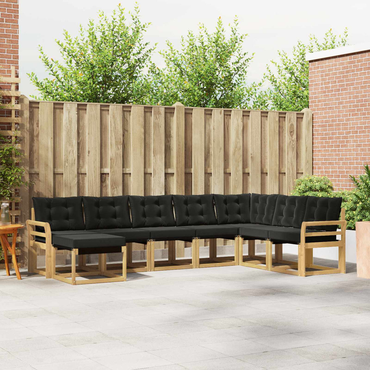 Buiten bankenset met kussen 8 pcs Wit en zwart is nu te koop bij PeponiXL, paradijselijk wonen!