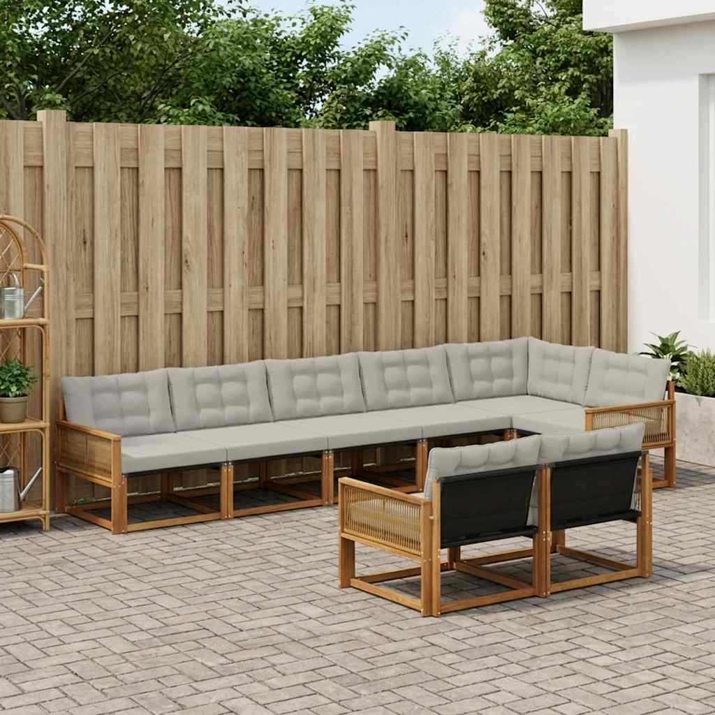 Buiten bankenset met kussen 8 pcs Naturel en lichtgrijs is nu te koop bij PeponiXL, paradijselijk wonen!