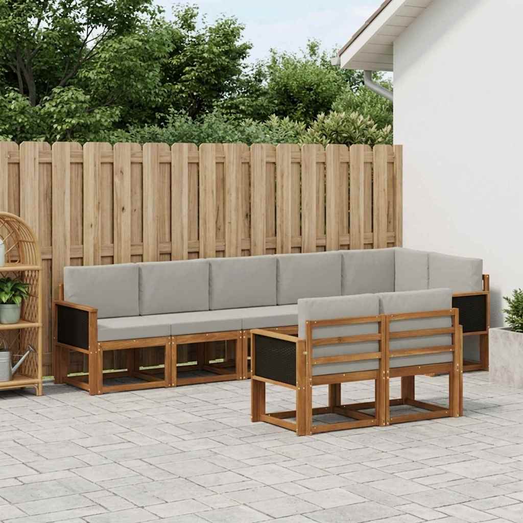 Buiten bankenset 8 pcs Naturel en lichtgrijs Polyester is nu te koop bij PeponiXL, paradijselijk wonen!