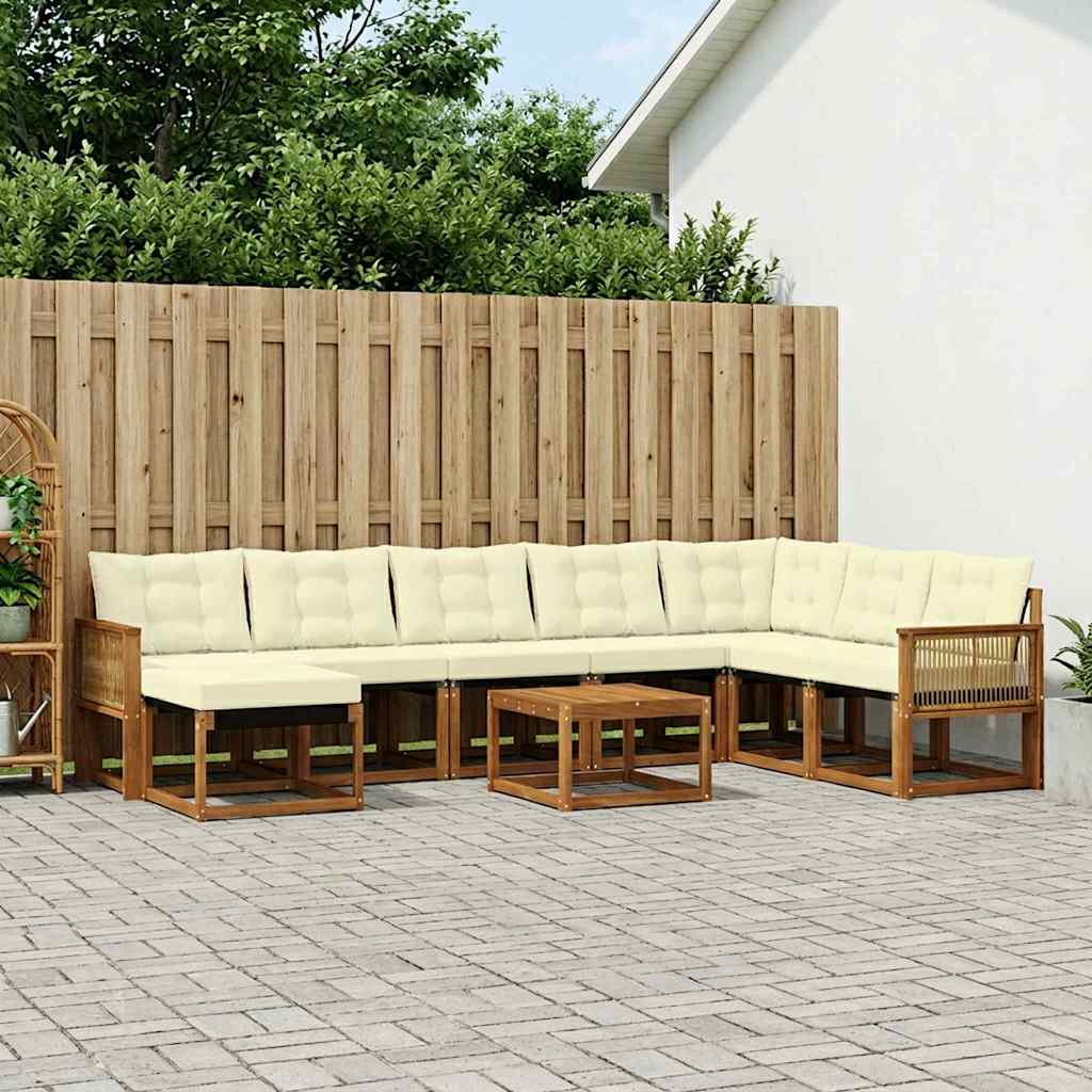 Buiten bankenset met kussen 9 pcs Natuurlijk en Crème is nu te koop bij PeponiXL, paradijselijk wonen!