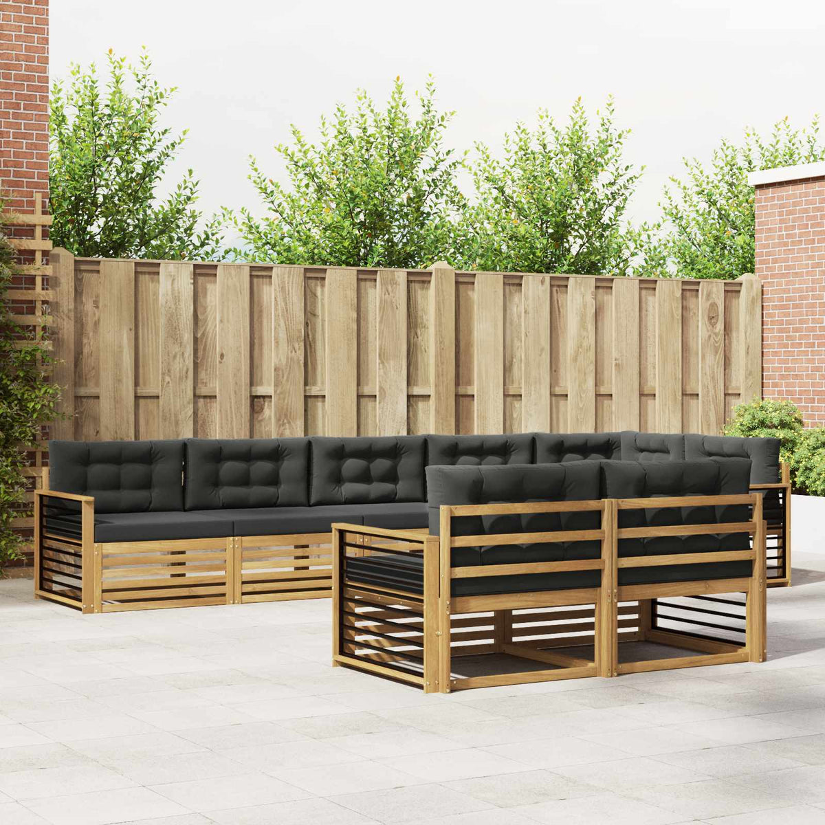 Buiten bankenset 8 pcs Wit en antracietkleurig Polyester is nu te koop bij PeponiXL, paradijselijk wonen!