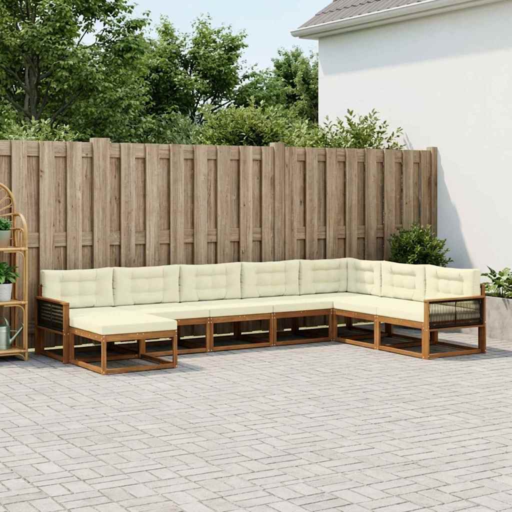Buiten bankenset met kussen 8 pcs Natuurlijk en Crème is nu te koop bij PeponiXL, paradijselijk wonen!