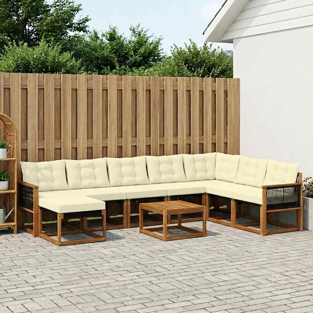 Buiten bankenset met kussen 9 pcs Natuurlijk en Crème is nu te koop bij PeponiXL, paradijselijk wonen!