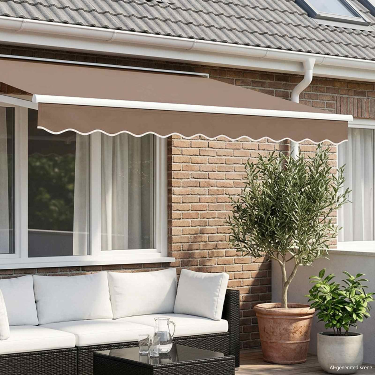 Vervangende markies volant Taupe 4,5 m Polyester is nu te koop bij PeponiXL, paradijselijk wonen!