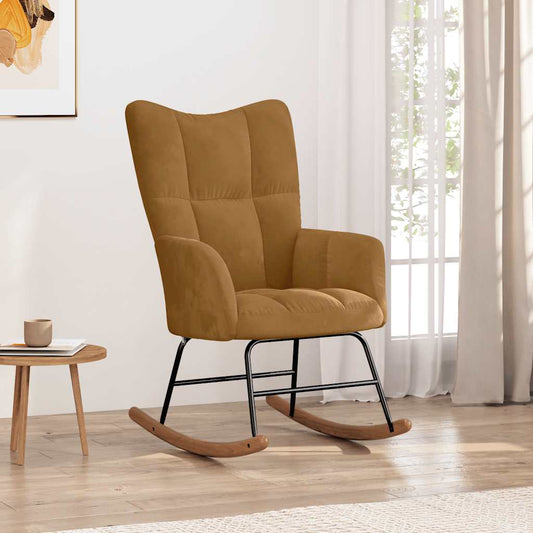 Schommelstoel fluweel bruin is nu te koop bij PeponiXL, paradijselijk wonen!