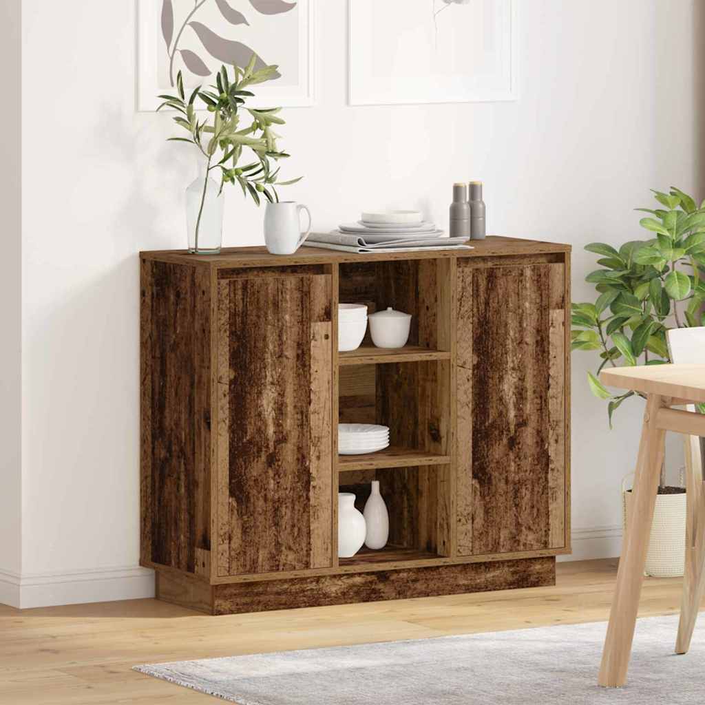 LED Sideboard Oudhout 90 x 32 x 75 cm Bewerkt hout is nu te koop bij PeponiXL, paradijselijk wonen!
