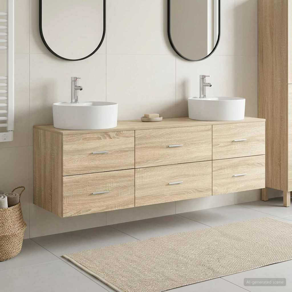 Badkamerkastenset 3 st Sonoma Eiken 62,5 x 44,5 x 50 cm is nu te koop bij PeponiXL, paradijselijk wonen!