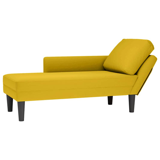 Chaise longue met kussen en rechterarmleuning fluweel geel is nu te koop bij PeponiXL, paradijselijk wonen!