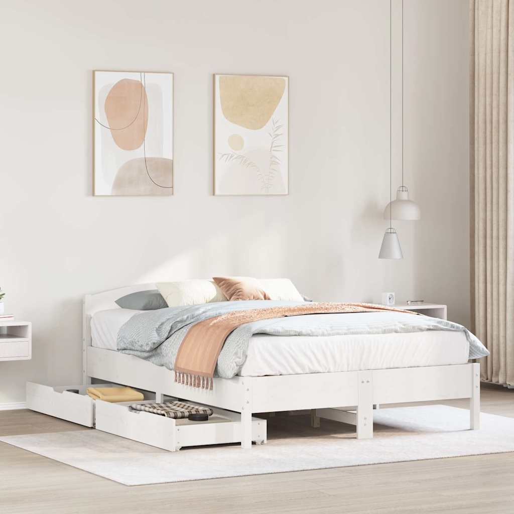 Bedframe zonder matras massief grenenhout wit 120x190 cm is nu te koop bij PeponiXL, paradijselijk wonen!