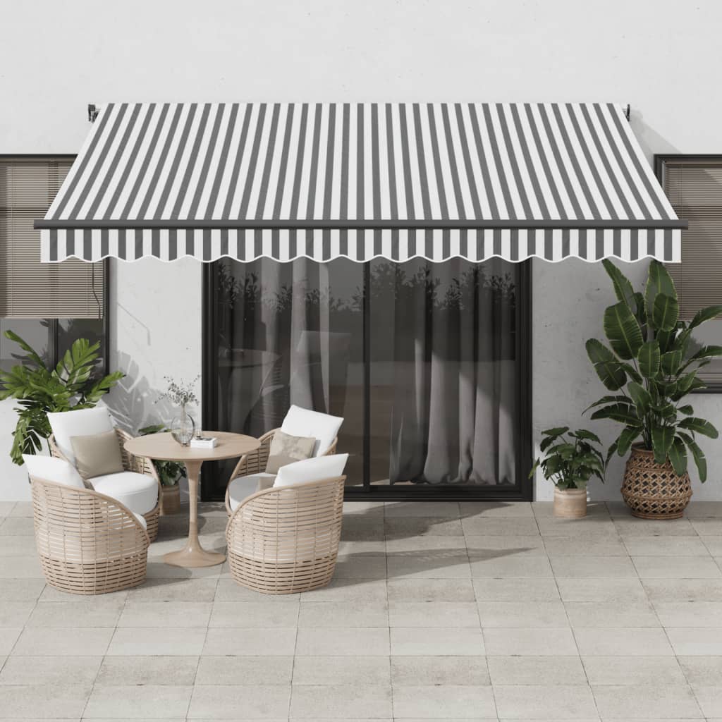 Luifel handmatig uittrekbaar en LED 400x350 cm antraciet en wit is nu te koop bij PeponiXL, paradijselijk wonen!