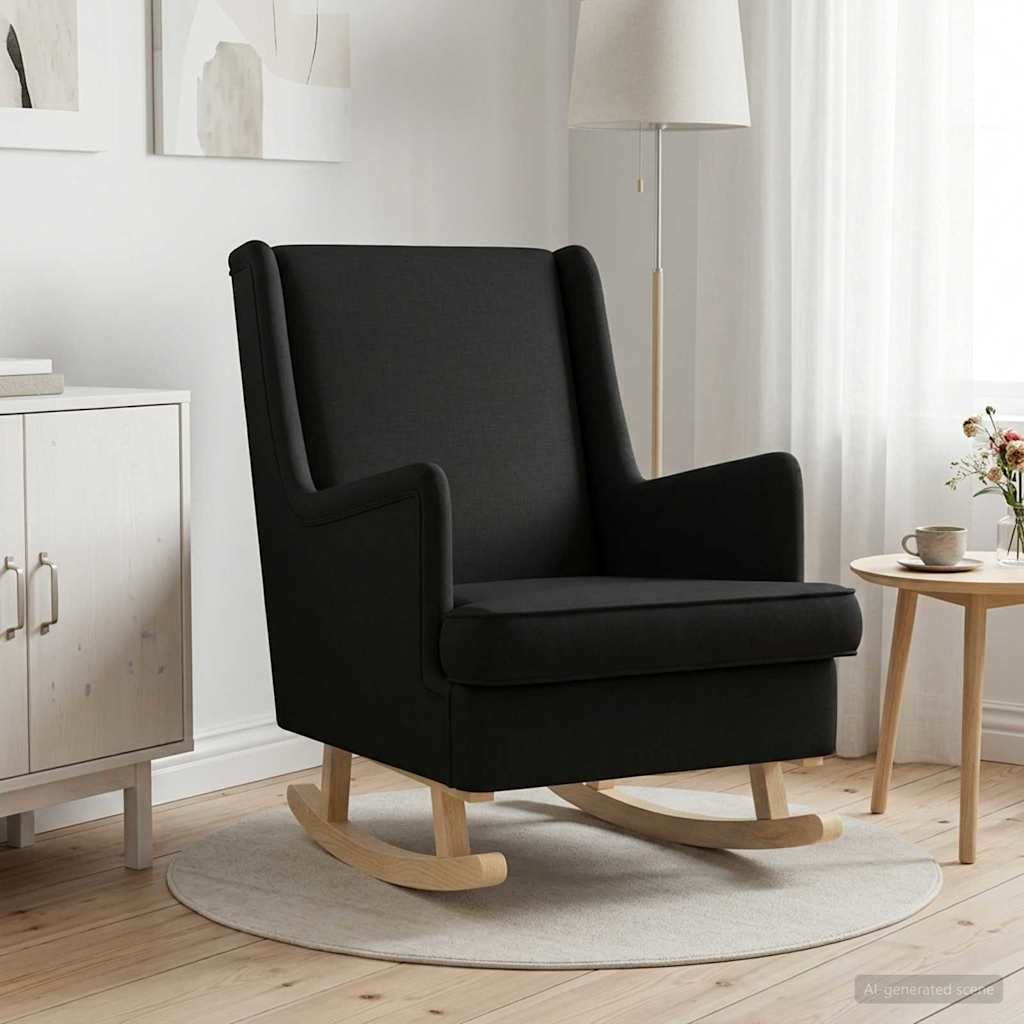 Schommelstoel Zwart 62 x 80 x 85 cm Stof is nu te koop bij PeponiXL, paradijselijk wonen!