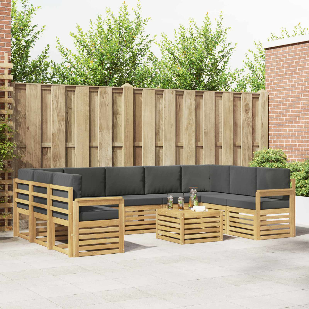 Buiten bankenset 8 pcs Wit en Anthraciet 59 x 59 x 37 cm is nu te koop bij PeponiXL, paradijselijk wonen!