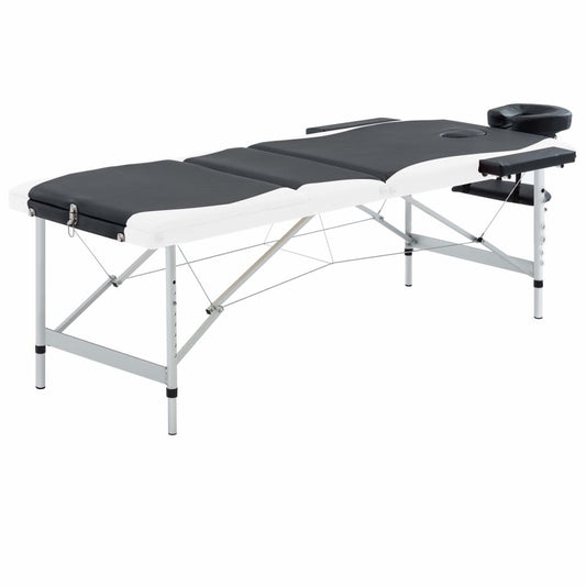 Massagetafel inklapbaar 3 zones aluminium zwart en wit is nu te koop bij PeponiXL, paradijselijk wonen!