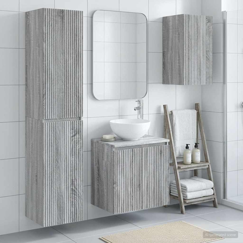 Badkamermeubelset 3 st Grijs Sonoma 33 x 34,5 x 160 cm is nu te koop bij PeponiXL, paradijselijk wonen!