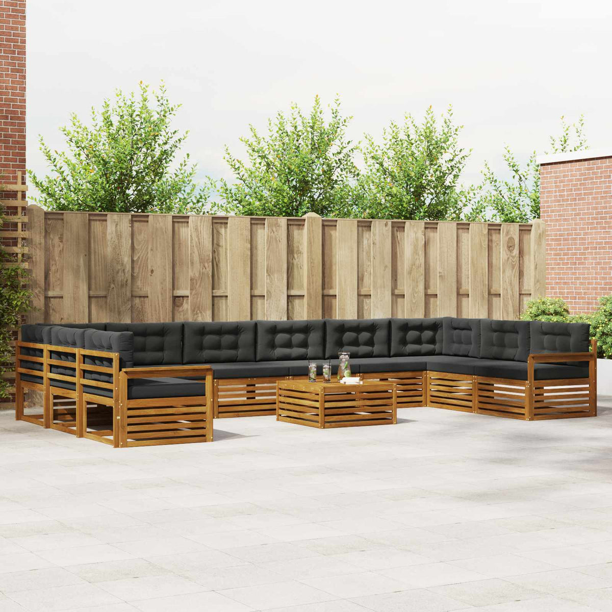 Sofa-Sets 11 pcs Natuurlijk en Antraciet Massief Acaciahout is nu te koop bij PeponiXL, paradijselijk wonen!