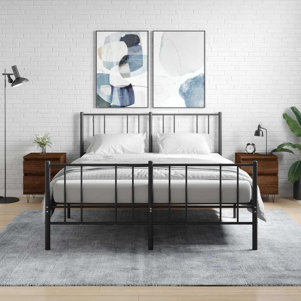 Nachtkastjes 2 st 40x35x50 cm bewerkt hout bruin eikenkleur is nu te koop bij PeponiXL, paradijselijk wonen!