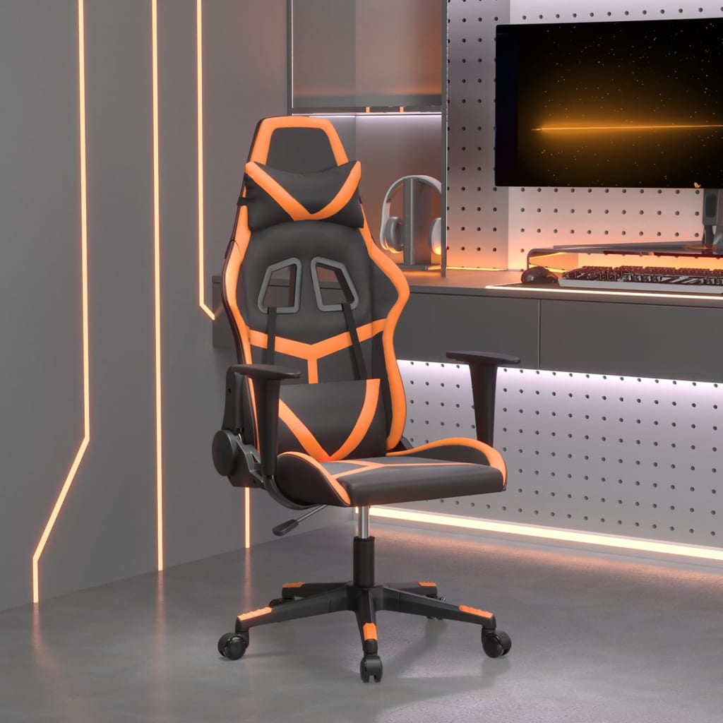 Gamestoel kunstleer zwart en oranje is nu te koop bij PeponiXL, paradijselijk wonen!