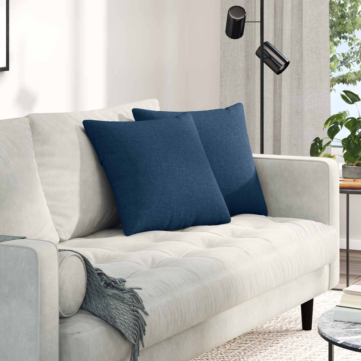 Sofa Kussens 2 pcs Blauw 45 x 45 cm Stof is nu te koop bij PeponiXL, paradijselijk wonen!