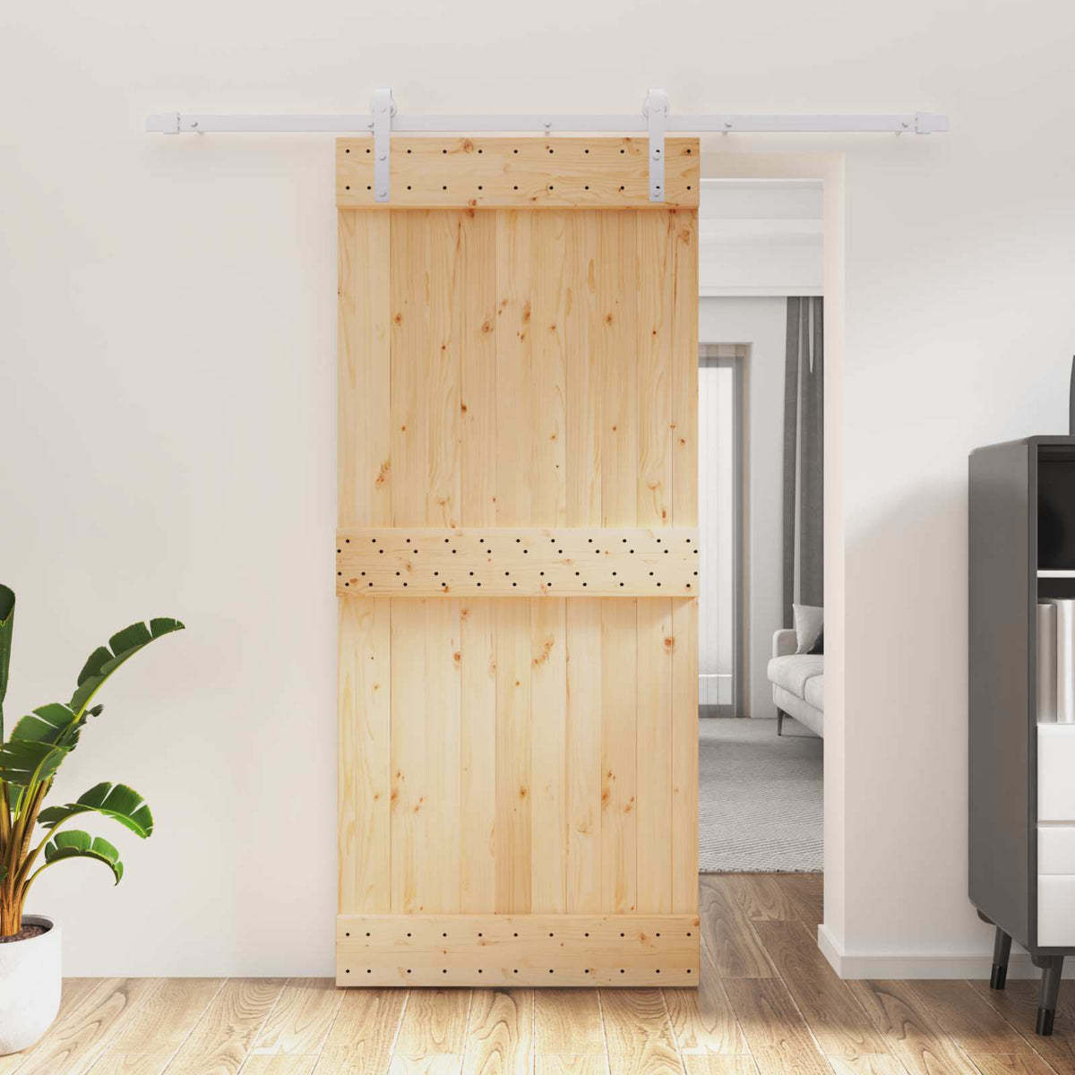 Schuifdeur Natuurlijk en Wit 90 x 210 cm Massief Grenenhout is nu te koop bij PeponiXL, paradijselijk wonen!