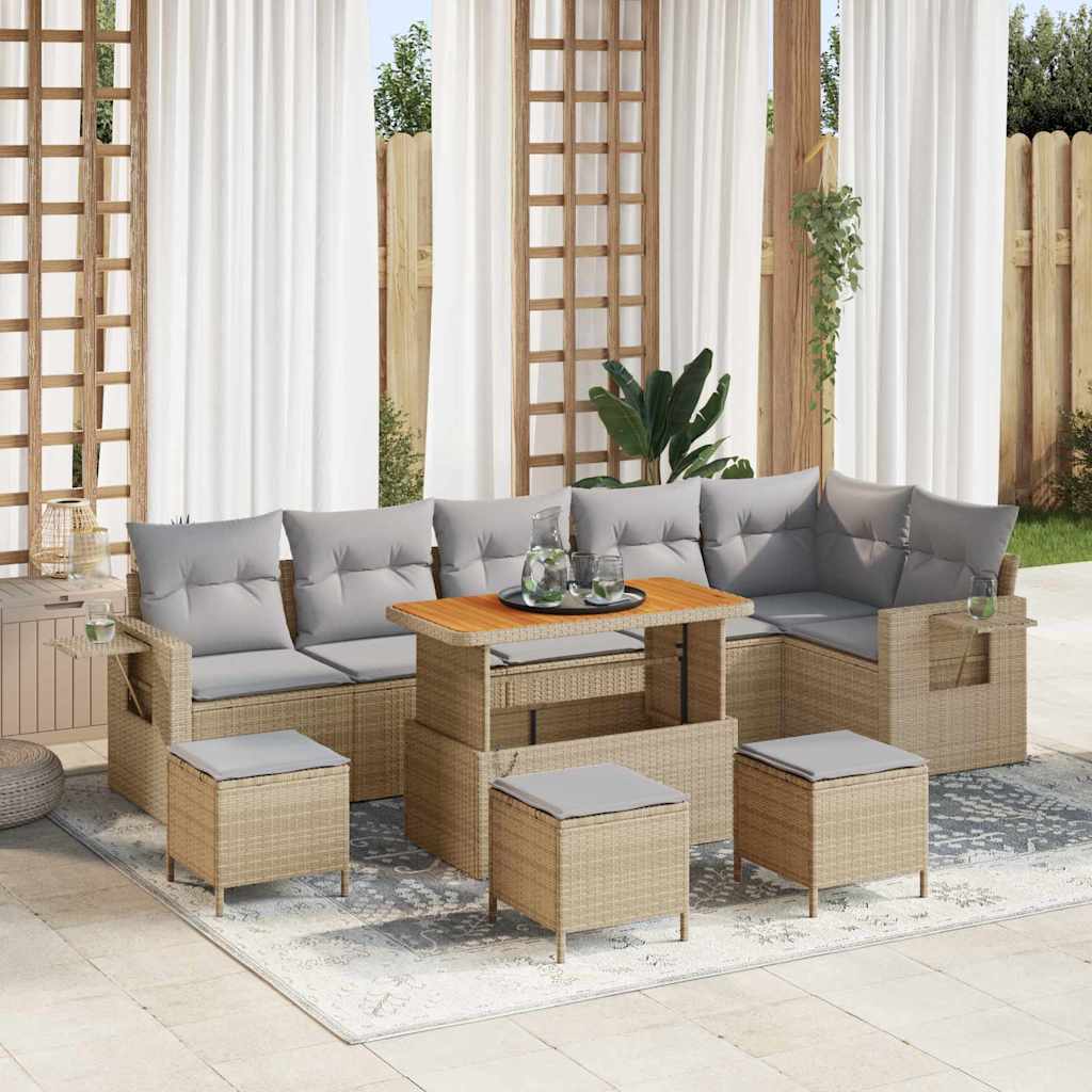 Tuinbankenset 12 pcs Beige en Licht Grijs poly rattan is nu te koop bij PeponiXL, paradijselijk wonen!