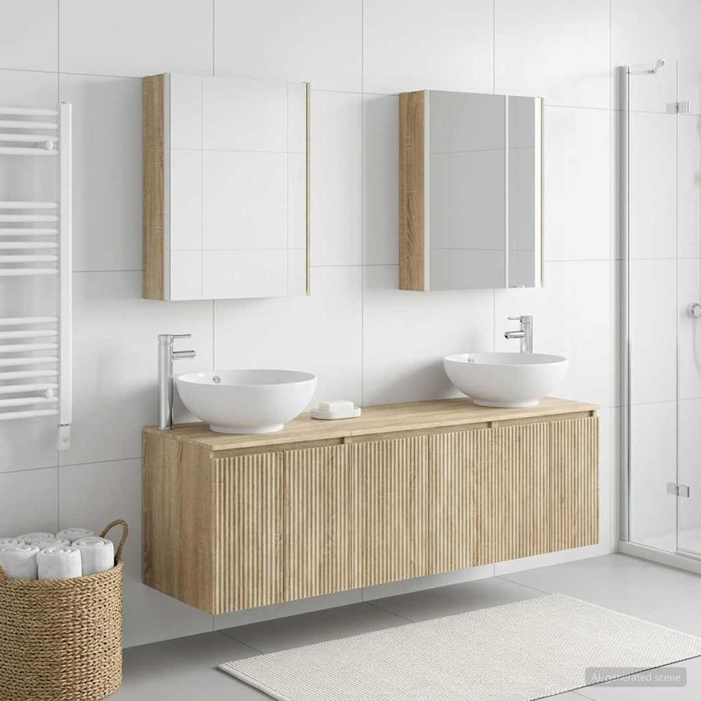 Badkamerkastenset 5 st Sonoma Eiken Bewerkt hout is nu te koop bij PeponiXL, paradijselijk wonen!