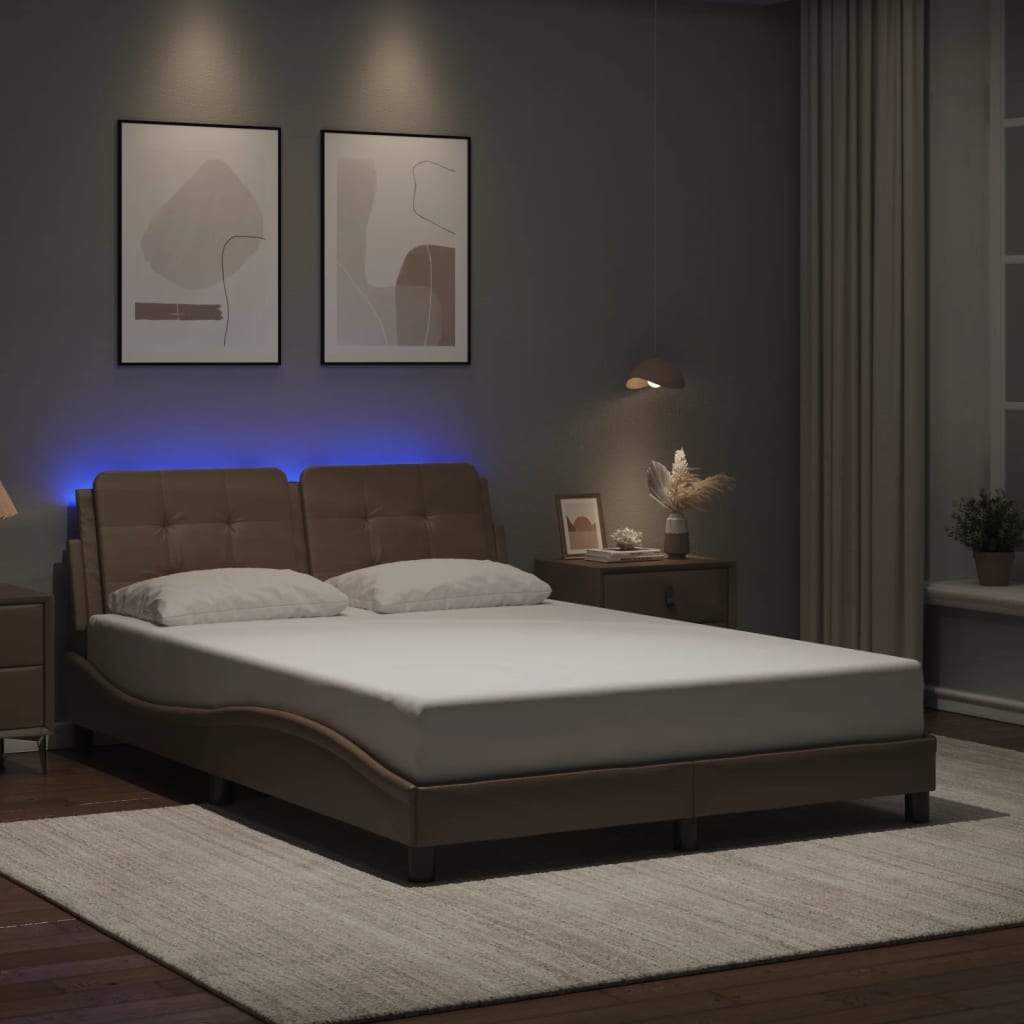 Bedframe met LED zonder matras "Zadar" cappuccino 140x190 cm is nu te koop bij PeponiXL, paradijselijk wonen!