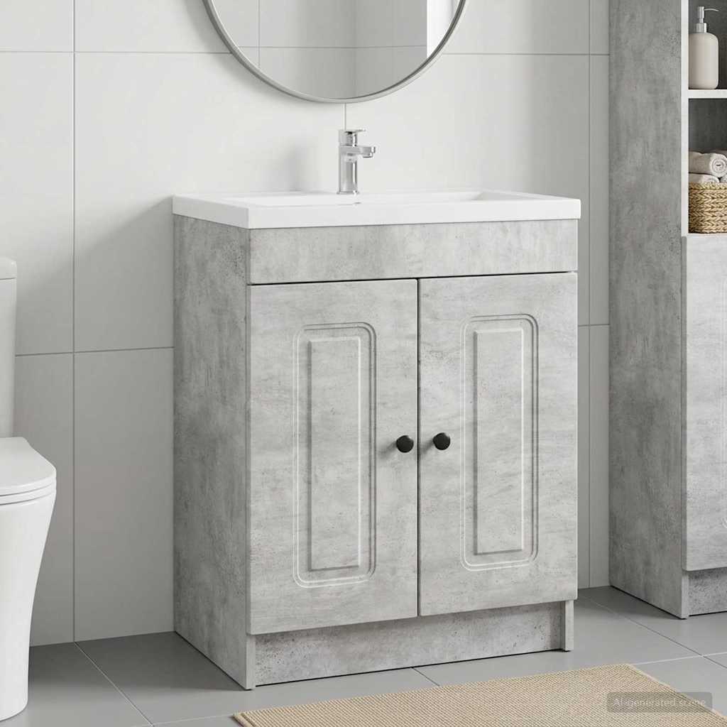 Badkamer onder wastafel kast Betongrijs 78,5 x 37,5 x 81 cm is nu te koop bij PeponiXL, paradijselijk wonen!