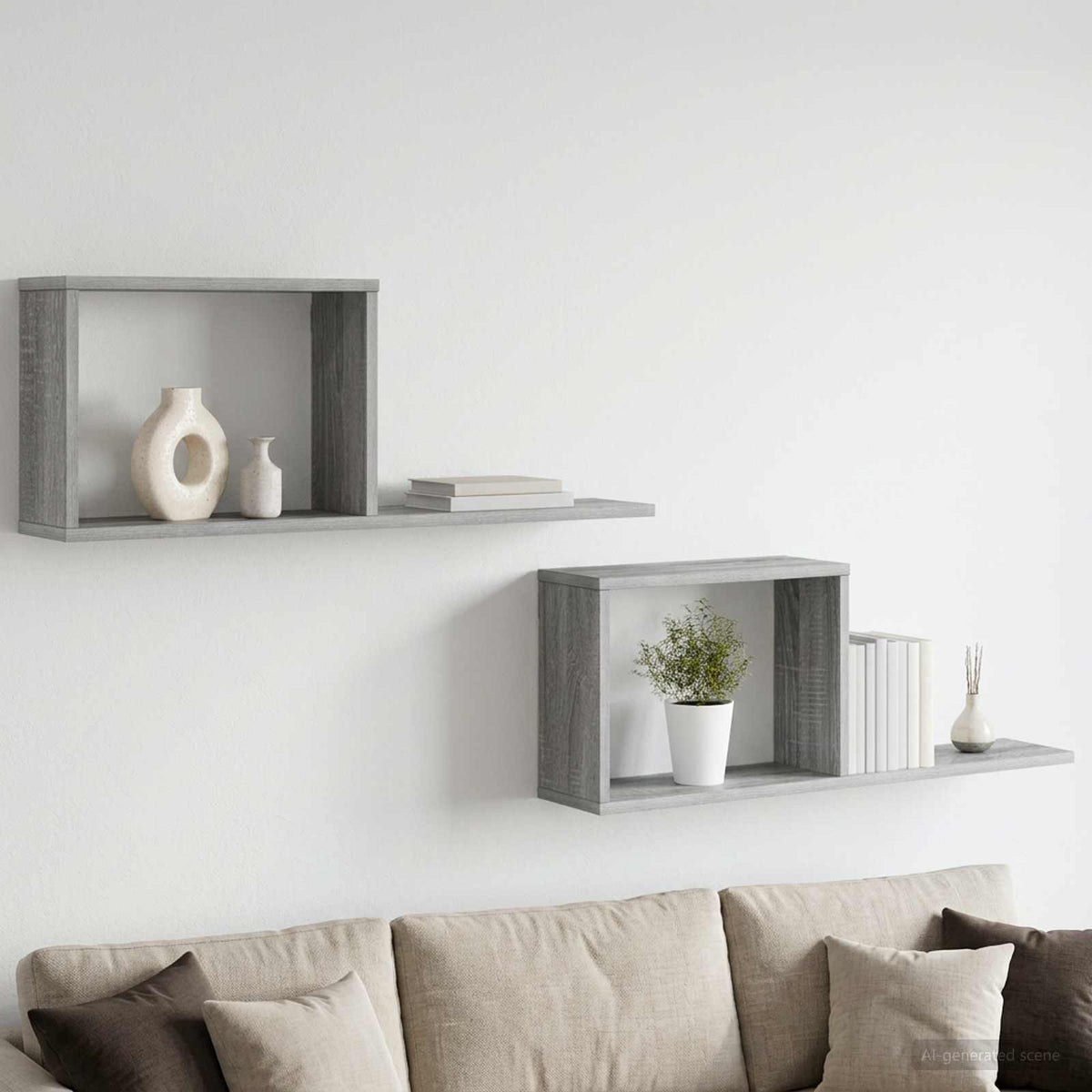 Zwevende schappen 2 pcs Grijs Sonoma 80 x 15 x 30 cm is nu te koop bij PeponiXL, paradijselijk wonen!