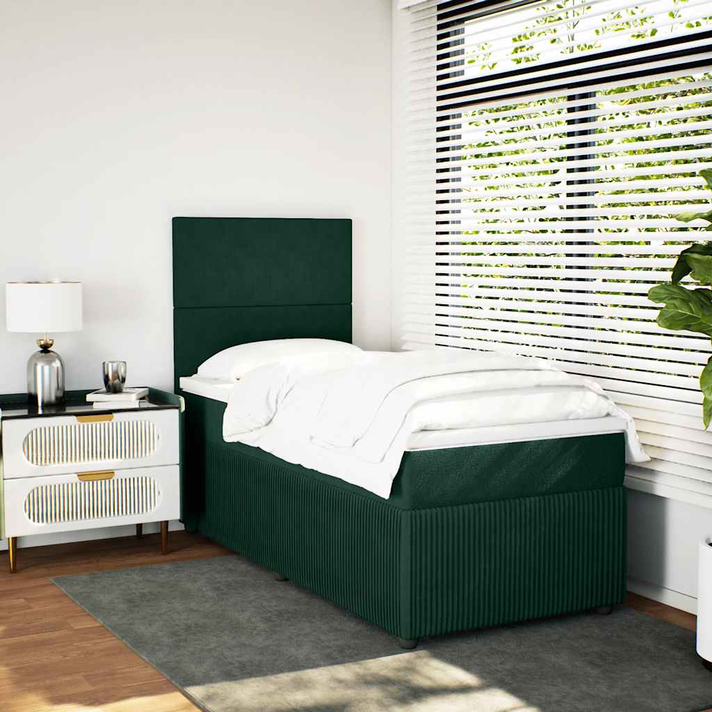 Boxspring met matras fluweel donkergroen 80x200 cm is nu te koop bij PeponiXL, paradijselijk wonen!