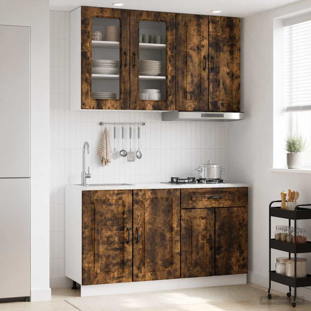 Keukenblok KALMAR 4 pcs Gerookt eiken Bewerkt hout is nu te koop bij PeponiXL, paradijselijk wonen!