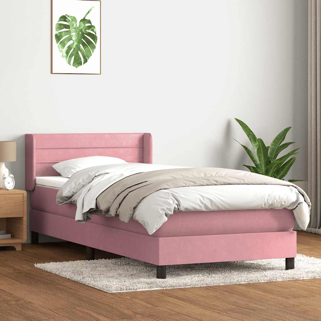 Boxspring met matras fluweel roze 90x210 cm is nu te koop bij PeponiXL, paradijselijk wonen!