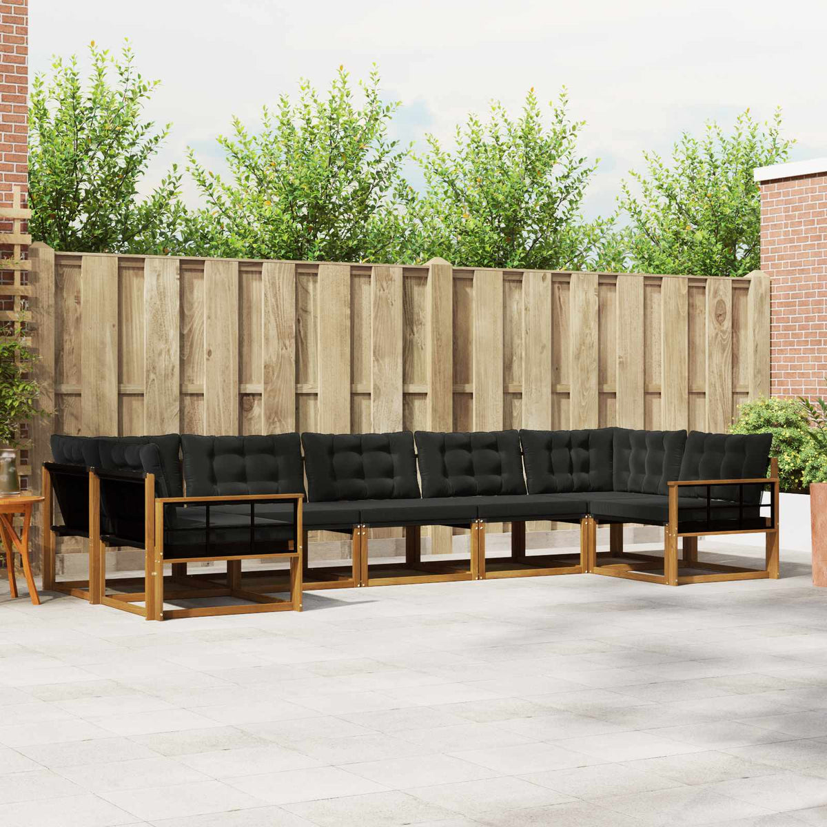 Buiten bankenset met kussen 7 pcs Natuurlijk en Zwart is nu te koop bij PeponiXL, paradijselijk wonen!
