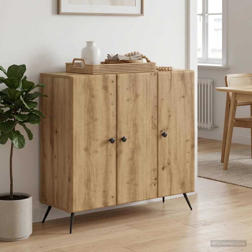 Dressoir Artisanaal eiken 89 x 34,5 x 80 cm Bewerkt hout is nu te koop bij PeponiXL, paradijselijk wonen!