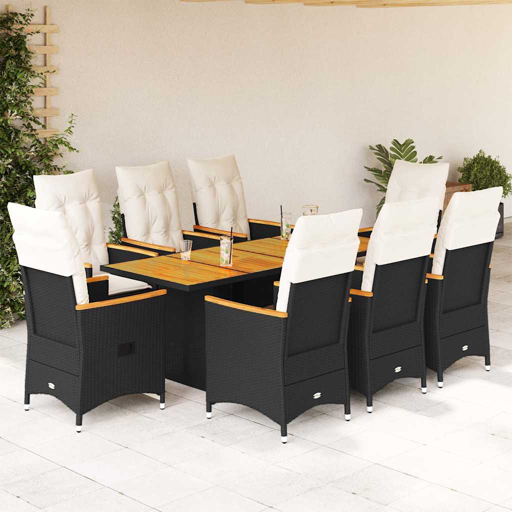 9-delige Tuinset poly rattan zwart is nu te koop bij PeponiXL, paradijselijk wonen!
