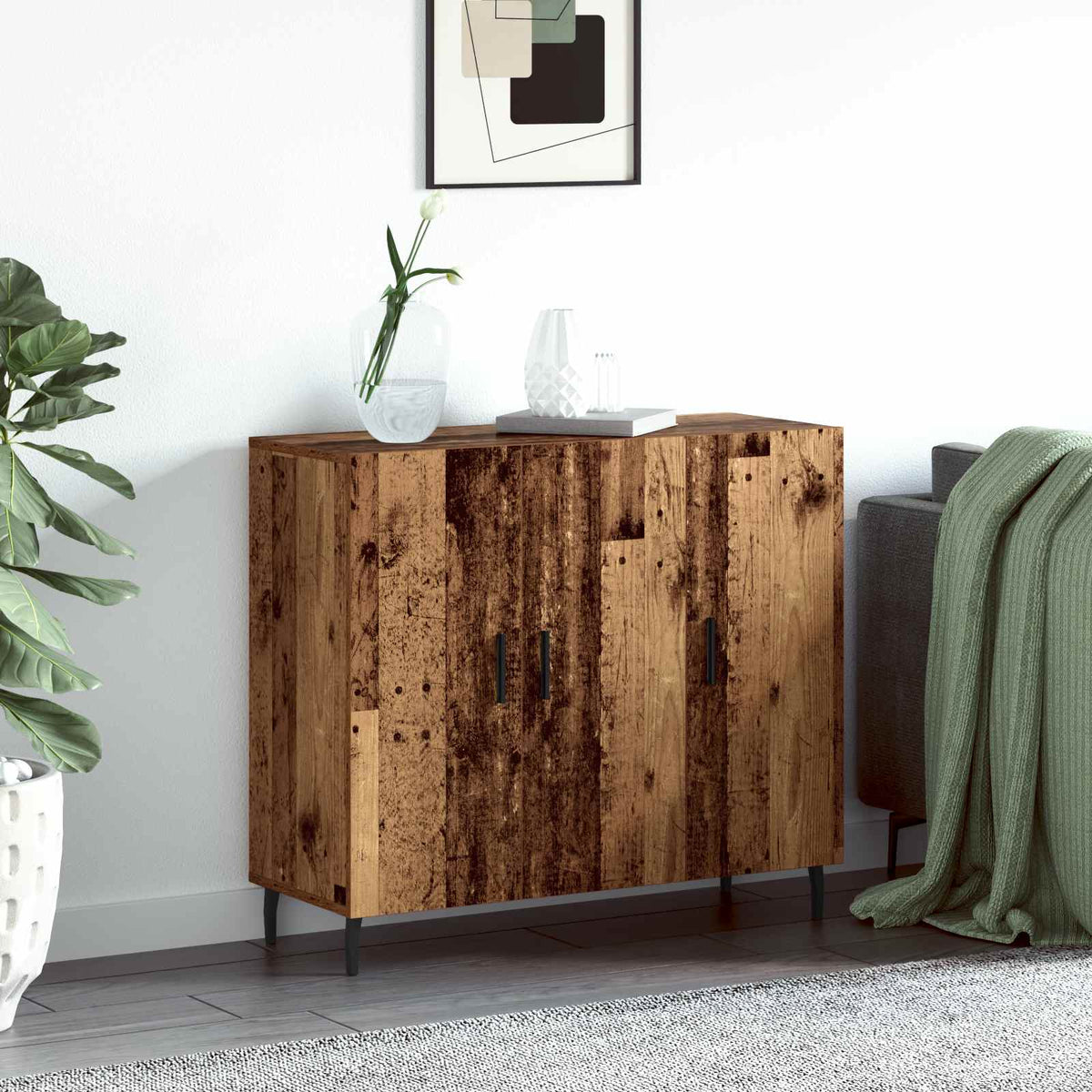 Dressoir Oudhout 90 x 34 x 80 cm Bewerkt hout is nu te koop bij PeponiXL, paradijselijk wonen!