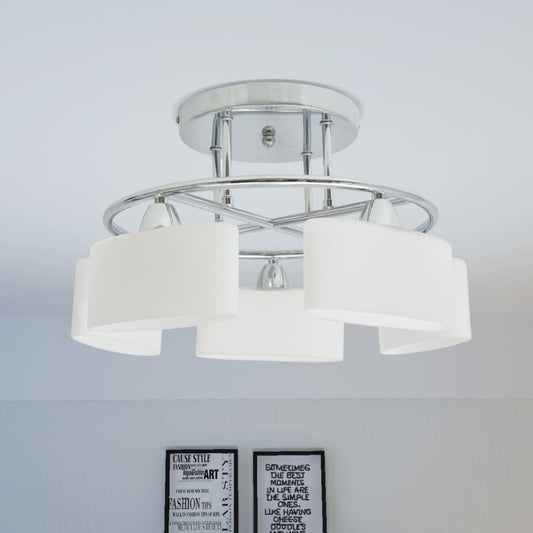 Plafondlamp met ellipsvormige glazen kappen 5xE14 200W is nu te koop bij PeponiXL, paradijselijk wonen!