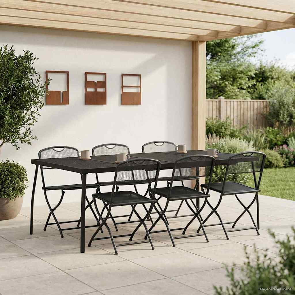 Buitenmeubelset 7 pcs Antracietkleurig Ijzer en Staal is nu te koop bij PeponiXL, paradijselijk wonen!