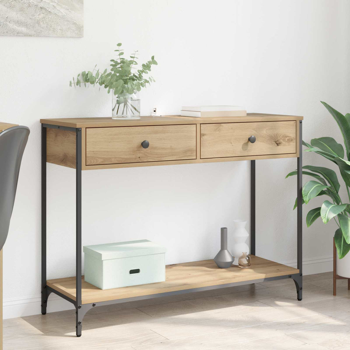 Wandtafel Artisan Eiken 100 x 34,5 x 75 cm Bewerkt hout is nu te koop bij PeponiXL, paradijselijk wonen!