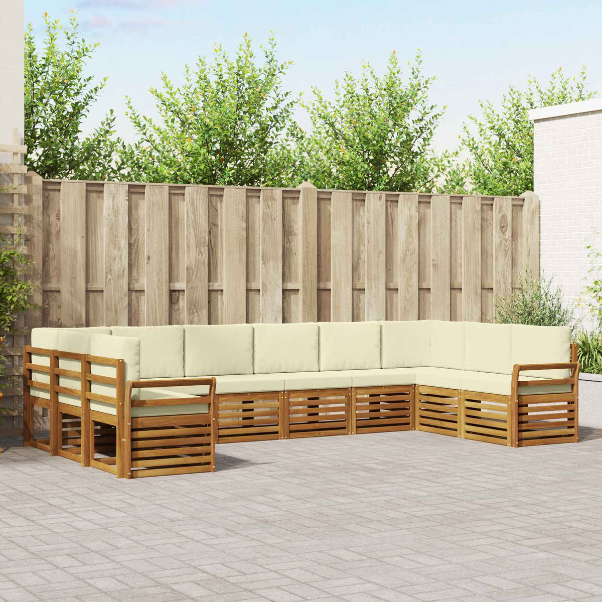 Hoekbank Set met kussen 10 pcs Natuurlijk en Crème is nu te koop bij PeponiXL, paradijselijk wonen!