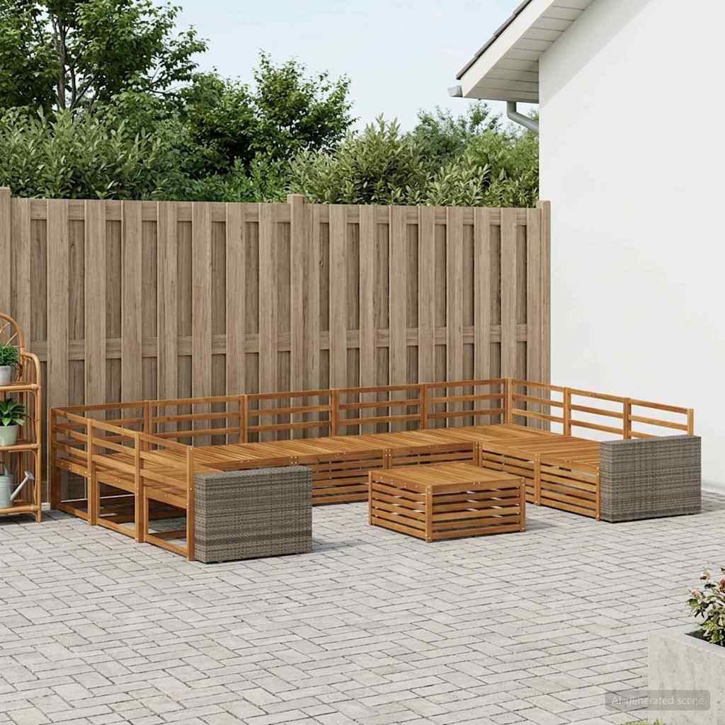 Buiten bankenset 10 pcs Naturel Massief Acaciahout is nu te koop bij PeponiXL, paradijselijk wonen!