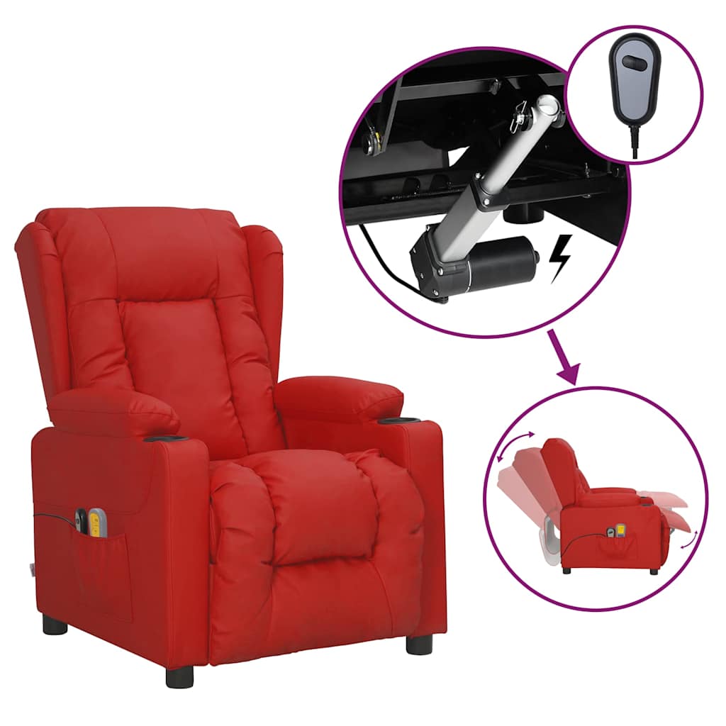 Massagestoel elektrisch kunstleer wijnrood is nu te koop bij PeponiXL, paradijselijk wonen!